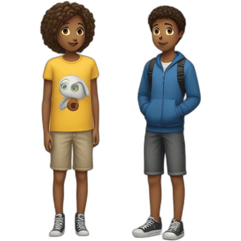 Deux adolescents de 14 ans qui centre accroche emoji