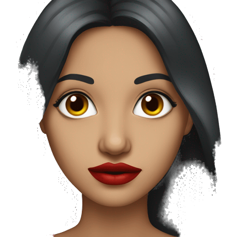 professional indian beautiful woman with dark long hair, red lip, big eyes emoji