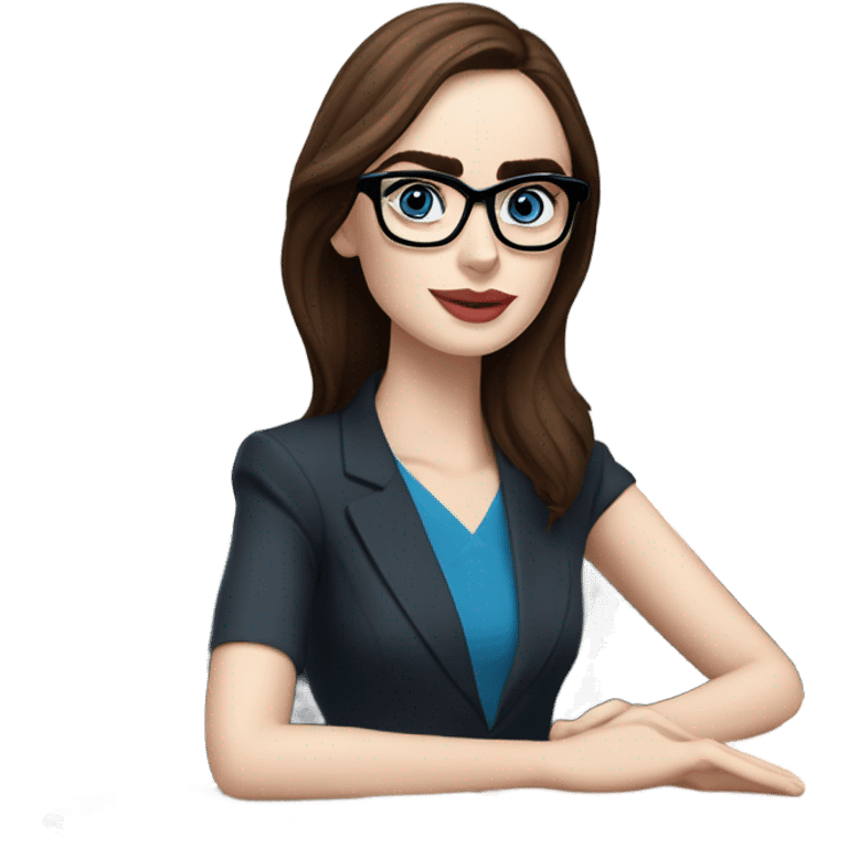 Lily collins blue eyes wearing glasses in a business meeting  emoji