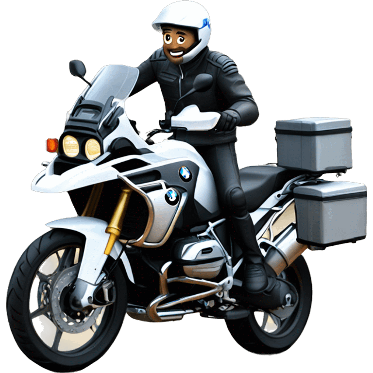 Francisco-Javier-Sans-Sánchez riding a BMW-R-1200-GS,waving emoji