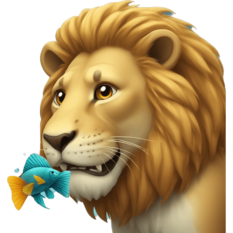 lion with fish emoji