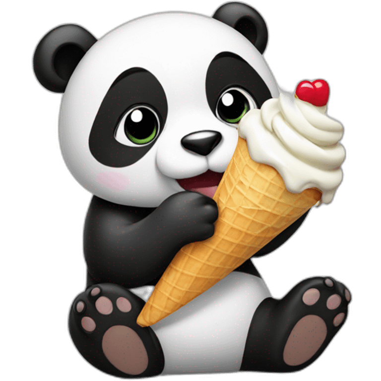 Panda eating ice cream emoji