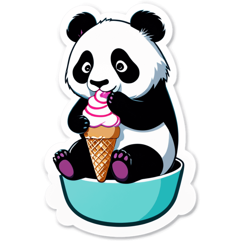 Panda eating ice cream emoji