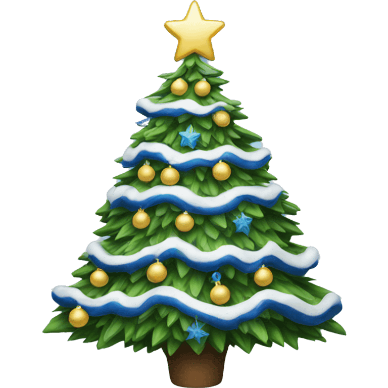 Christmas tree with blue and white decoration emoji