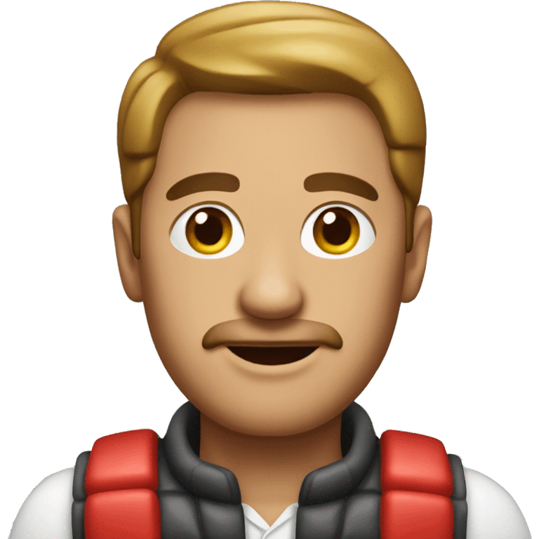 Man with red sausage vest emoji