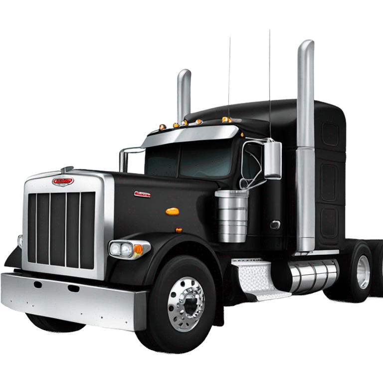 Peterbilt 389 black with flat top and dual rear tires and flat bumper emoji