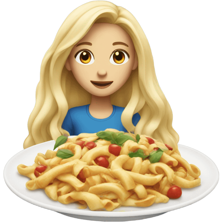 Blonde girl eating emoji