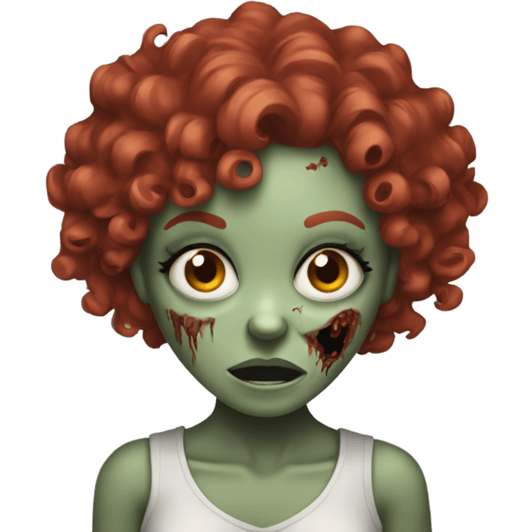 Zombie girl with hands, red curly hair emoji