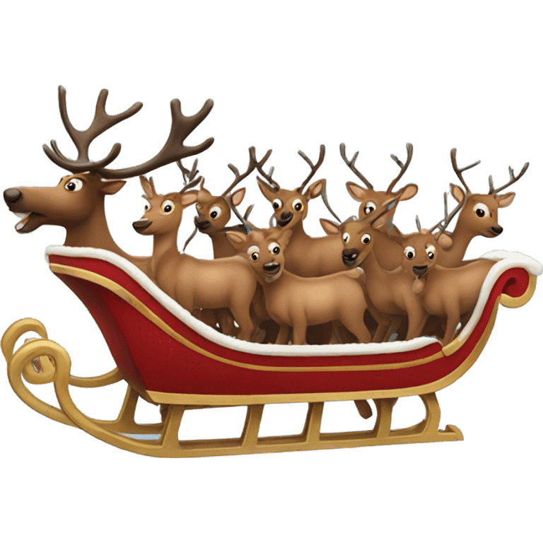 sleigh with 8 reindeer  emoji