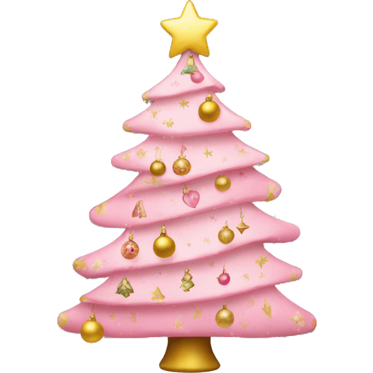 Cute Christmas tree with pink and gold ornaments  emoji