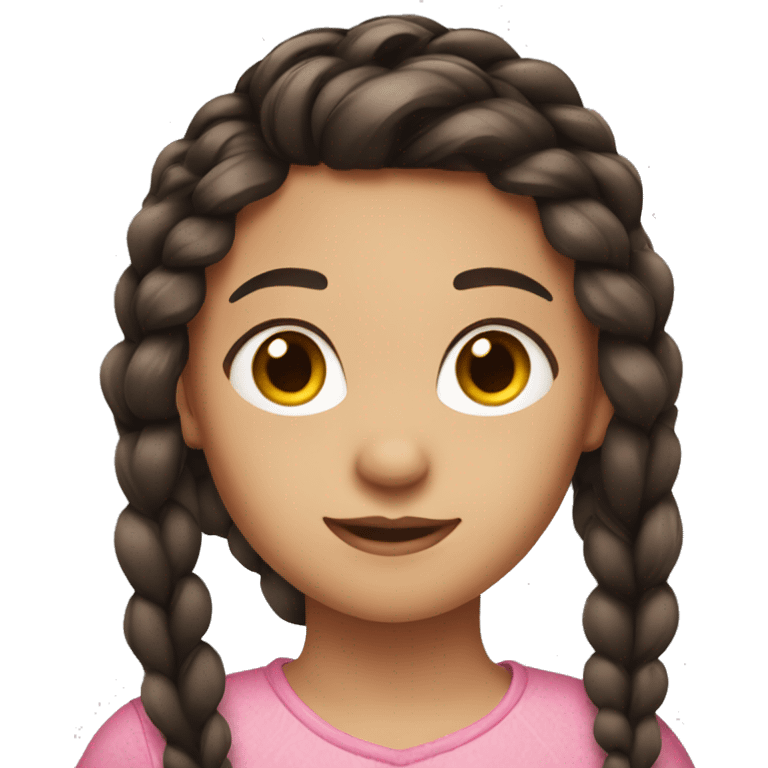 Girl with black brown hair one side braid emoji