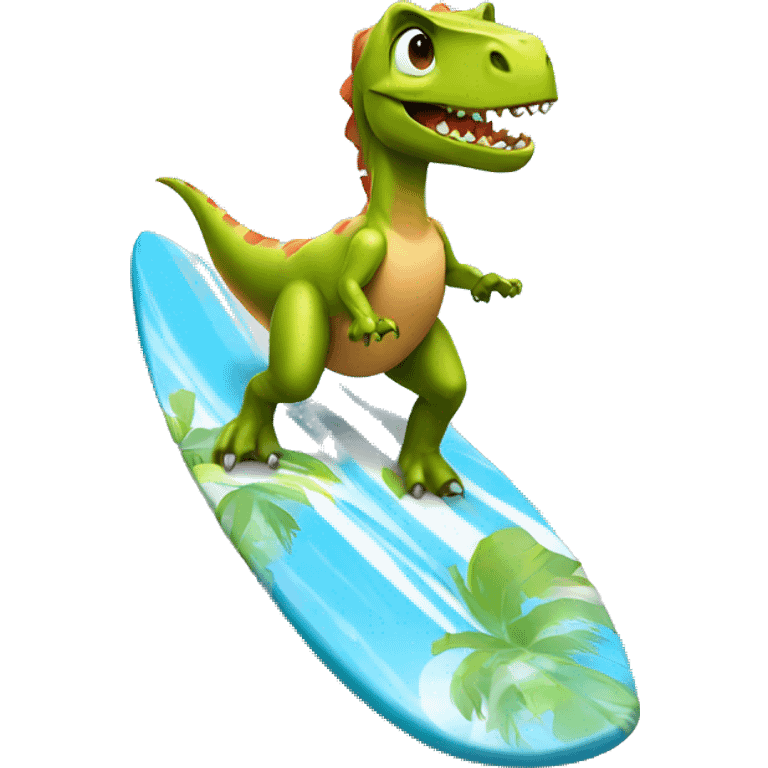 Dinosaur riding a surfboard  emoji