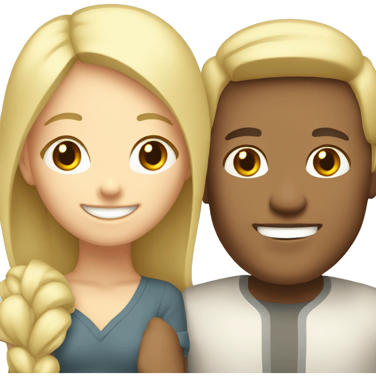 smiling blonde girl with Asian man emoji