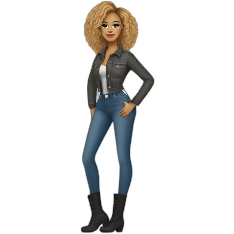 Beyoncé with tight blue jeans and overknee boots emoji