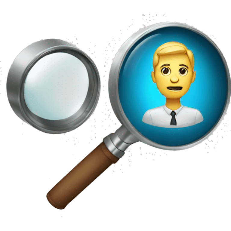 magnifying glass with a person avatar emoji