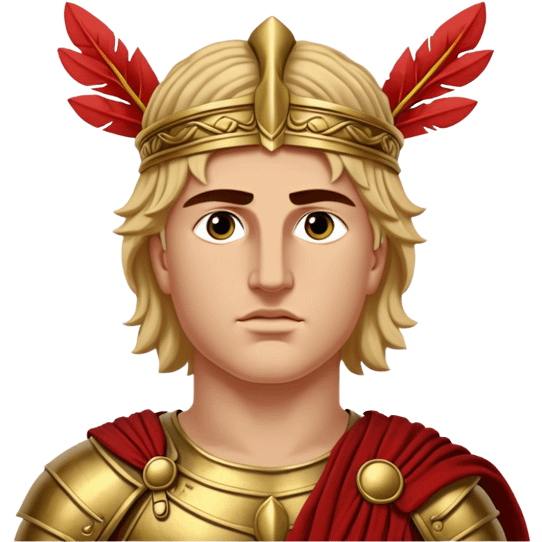 Cinematic Realistic portrait of Alexander the Great, depicted with photorealistic detail as a commanding historical conqueror, featuring sharp, lifelike facial features, meticulously rendered ancient Macedonian armor, and a laurel wreath, illuminated by natural, dramatic lighting that highlights his youthful determination and legendary presence. emoji