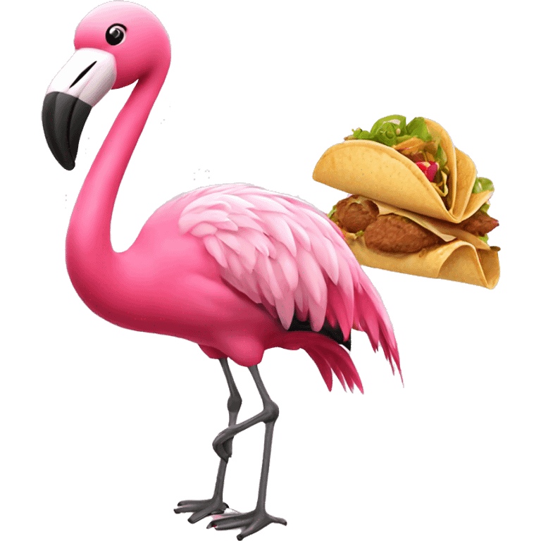 Pink flamingo with taco emoji