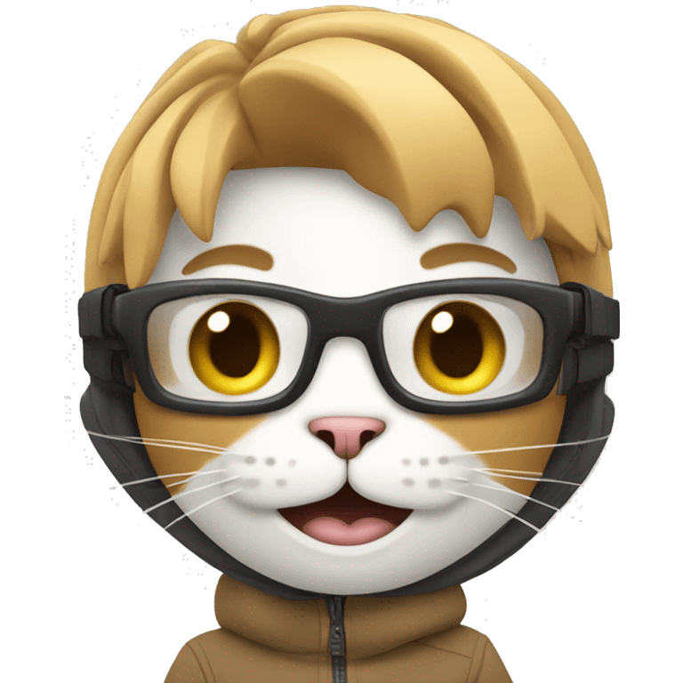 Silly cat skiing emoji