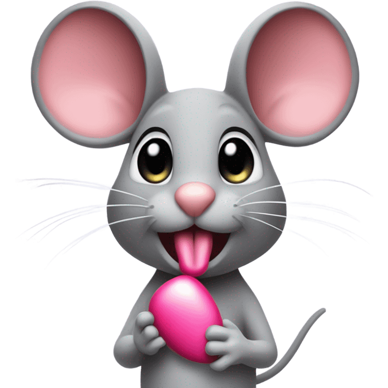 mouse with fancy nails, eyelashes, and lipstick emoji