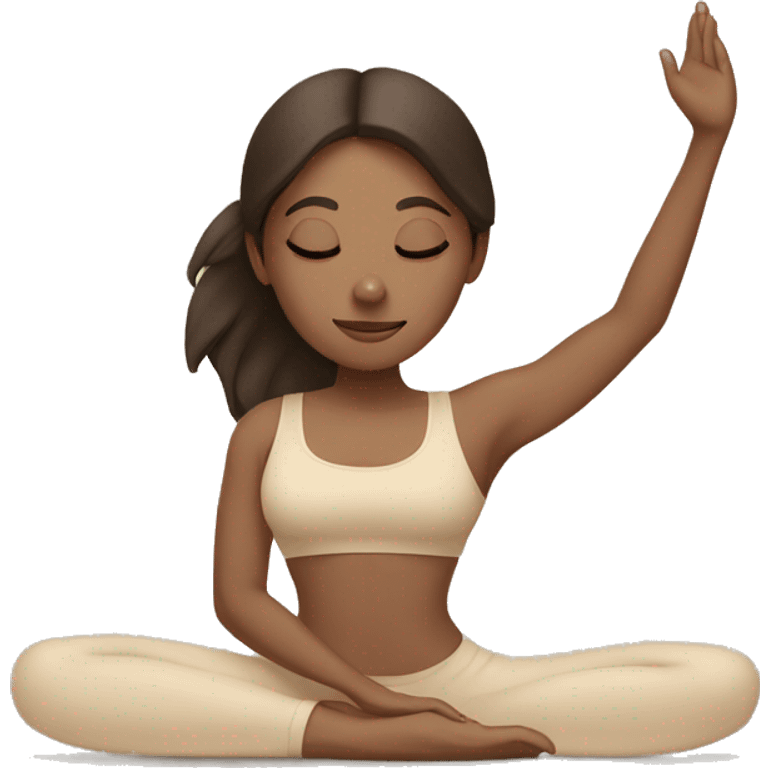 Brunette Girl doing yoga in beige tones  emoji