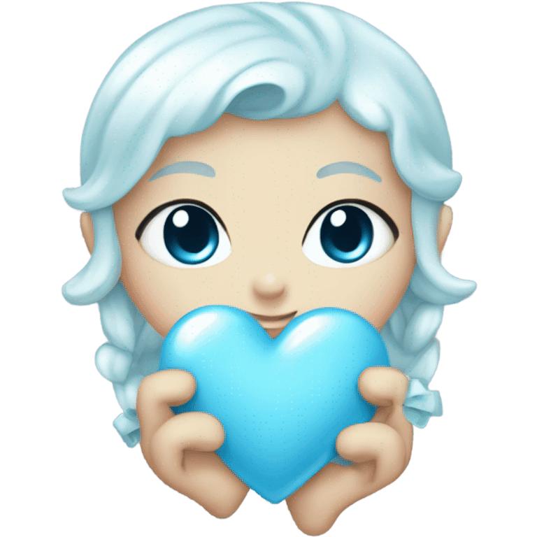 Baby blue heart with white bow emoji