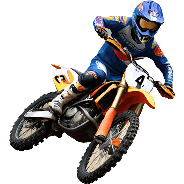 Motocross rider with number 114 flying over the jump  emoji