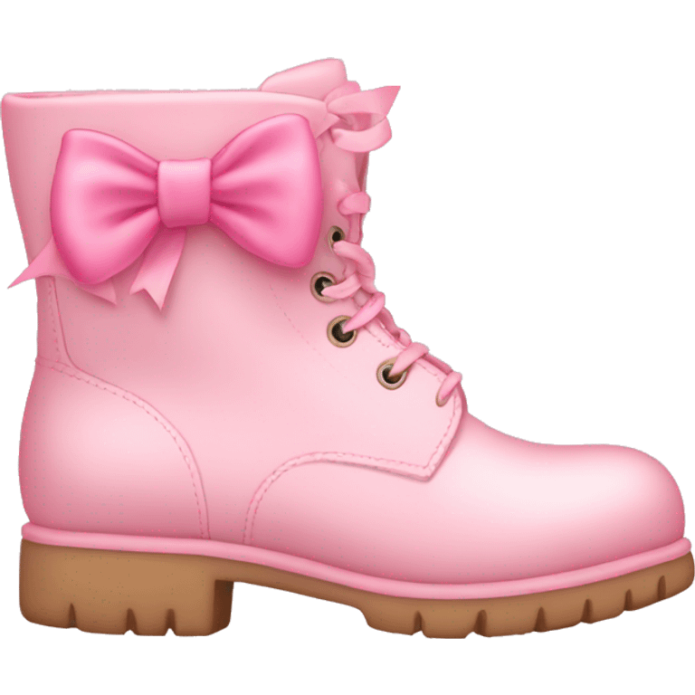 pastel pink boots with pink bow emoji