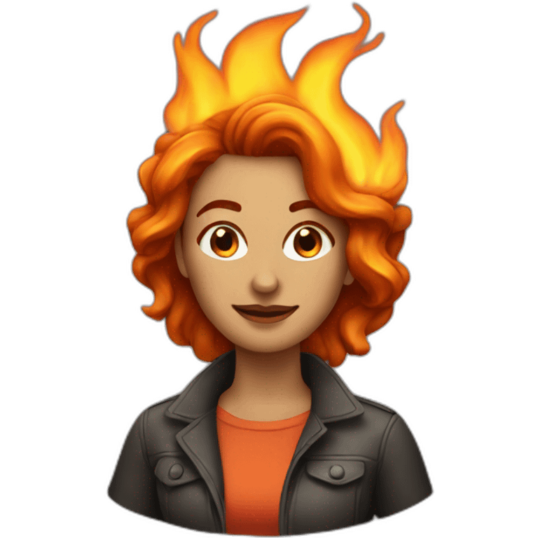 woman with fire in the hair emoji