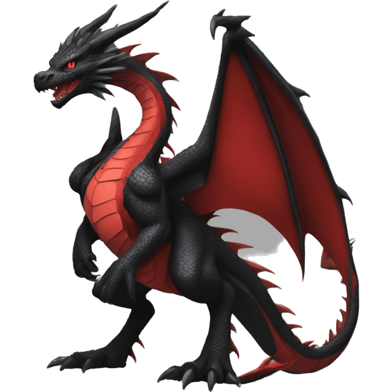 cool edgy black and red Dark-type nargacuga dragon Pokémon full body emoji