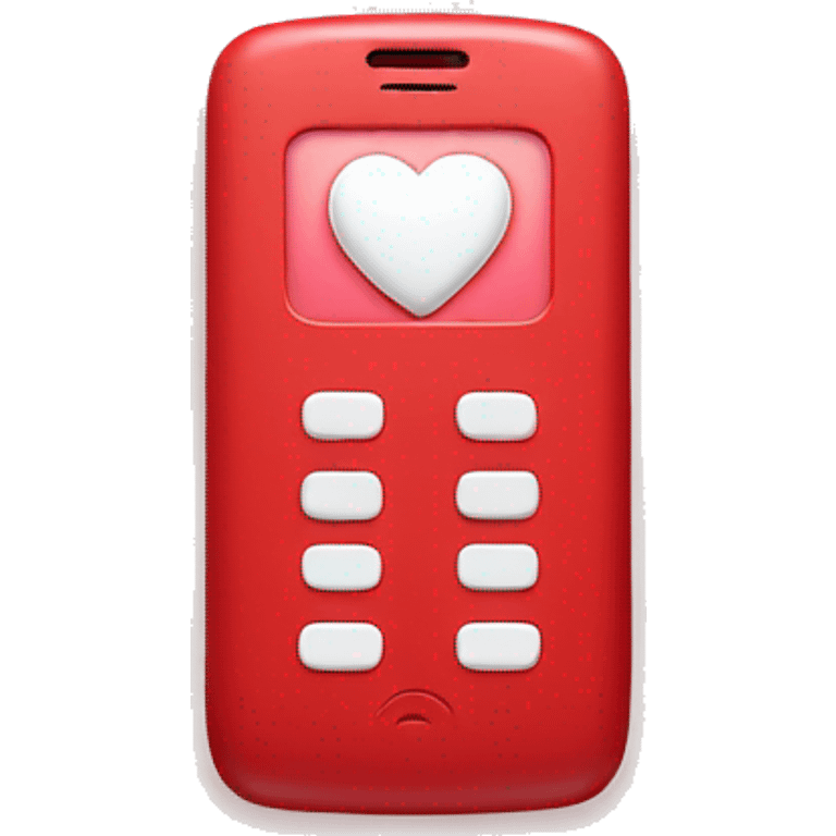 Cute red cellphone with white heart buttons emoji