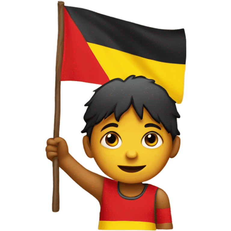 Child holding Aboriginal flag emoji