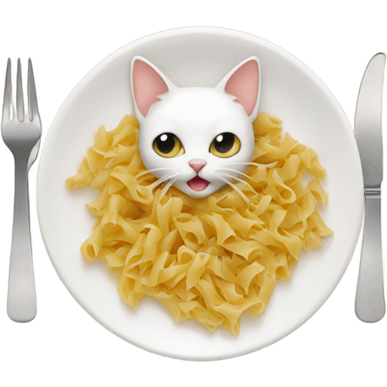 cat eating pasta emoji