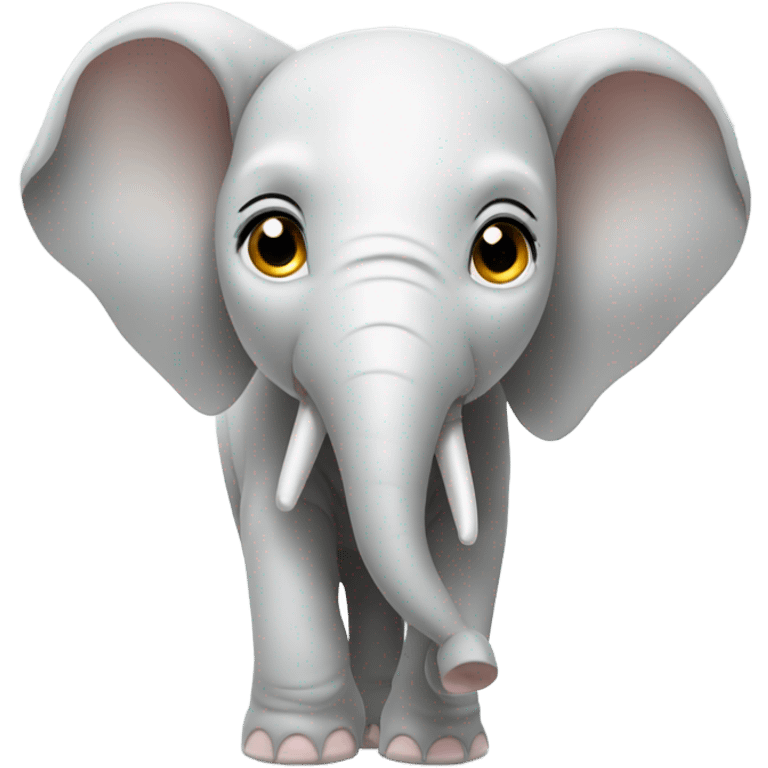 White baby elephant face with exaggerated trunk emoji