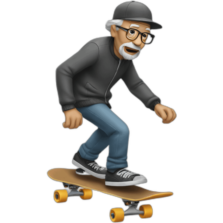 Oldman skateboarding emoji