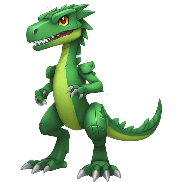  Edgy Green Digimon-Fakemon-Velociraptor-Dragon-Mecha full body emoji