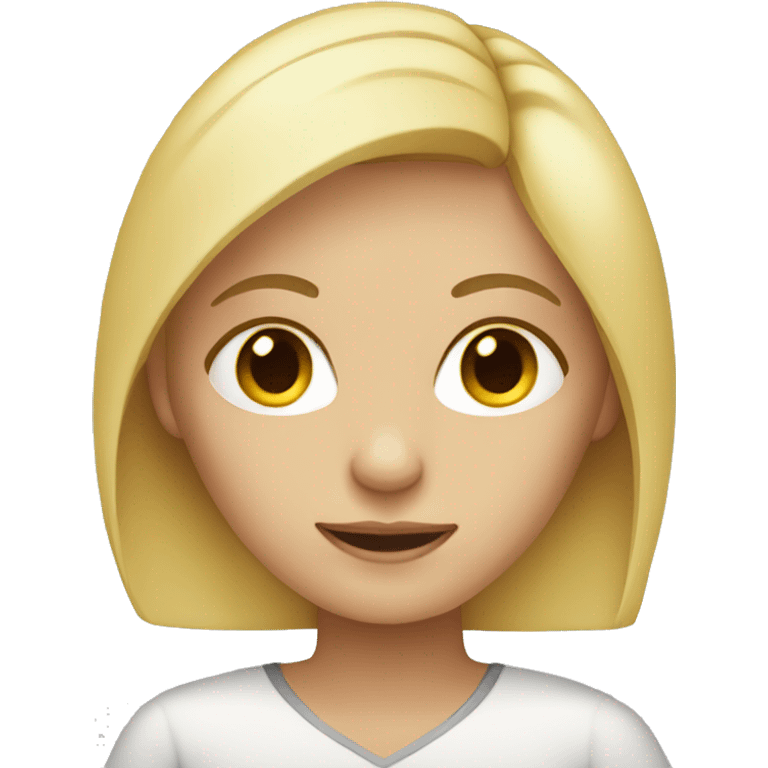 blonde girl with dark eyes at a laptop emoji