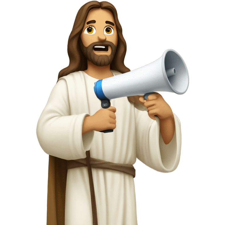 Jesus with a megaphone emoji