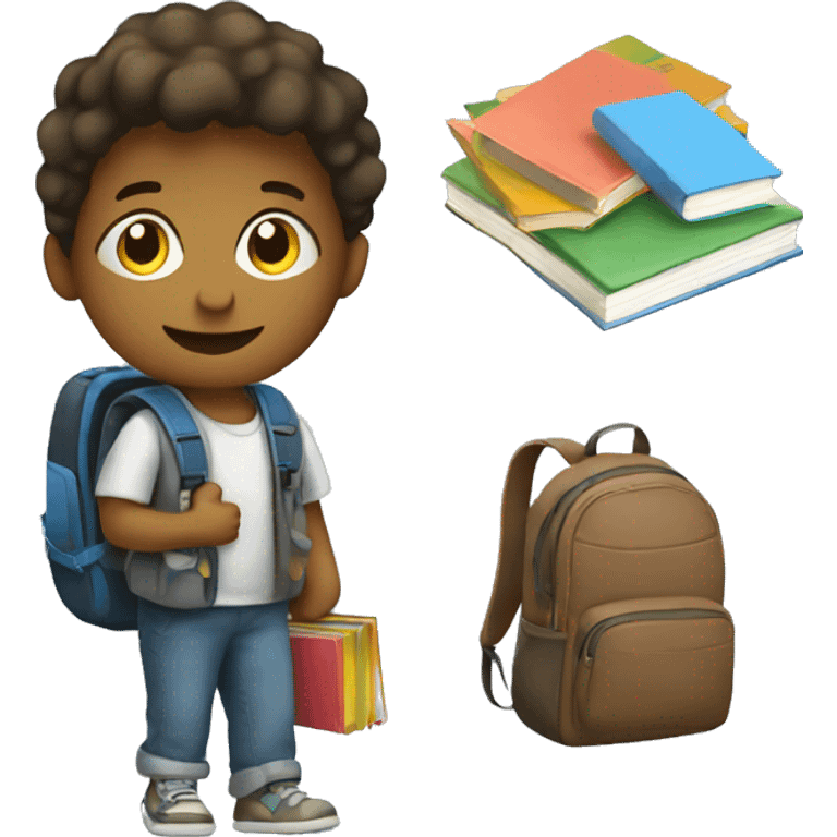 A child with a backpack and books emoji