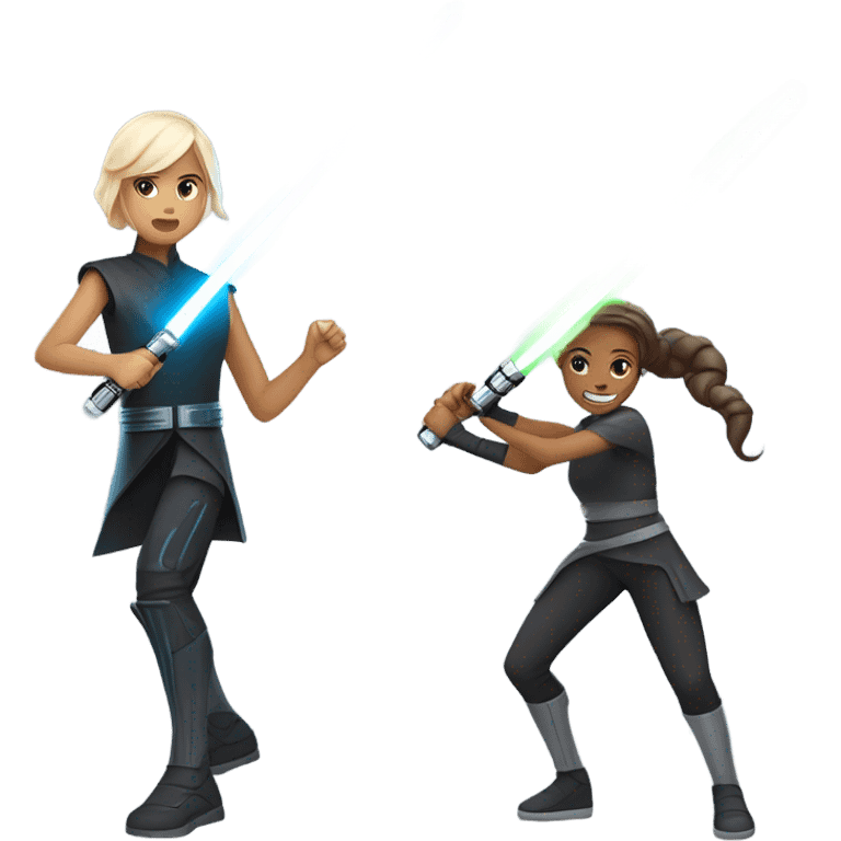 Lightsaber battle girl vs boy white emoji