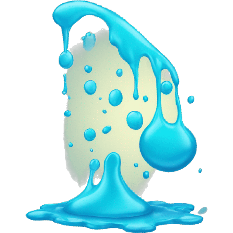 Glowing shiny Cyan blue liquid splash splatter drip emoji