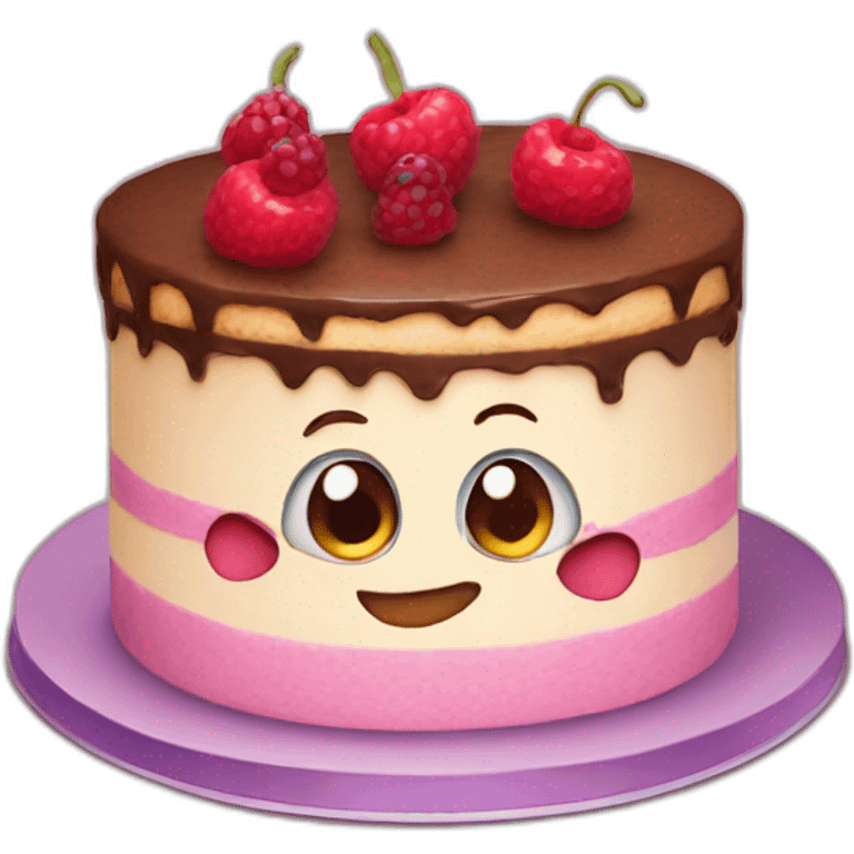 cake with happy eyes emoji