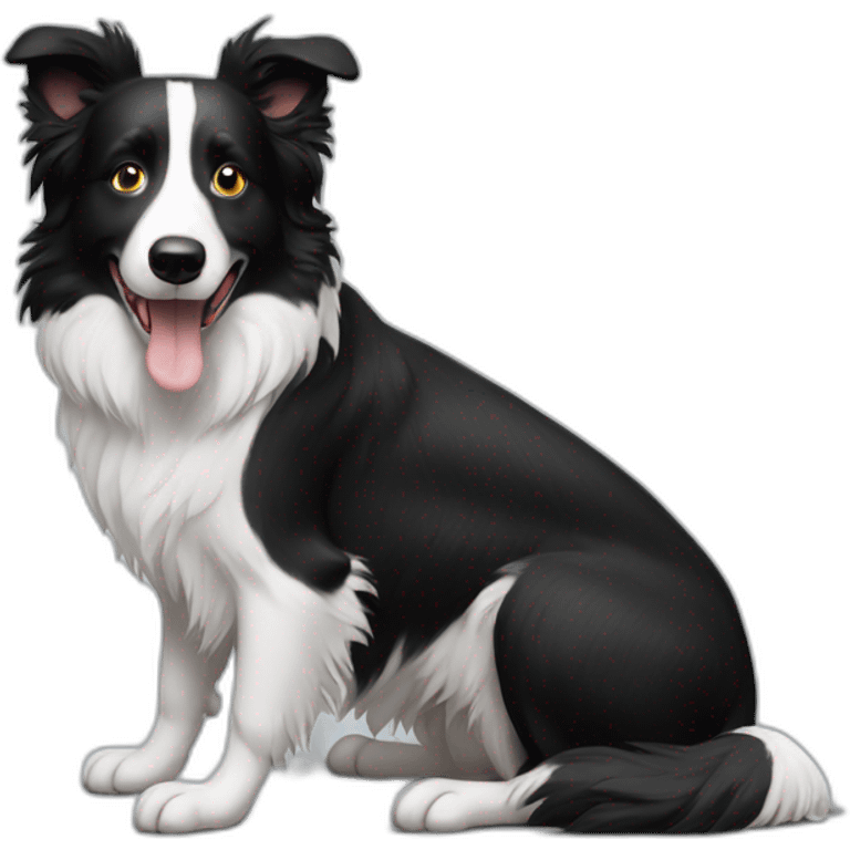 Border collie black and white with a mouse  emoji