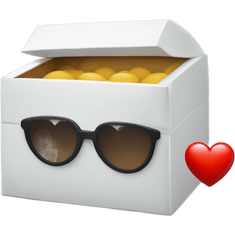 caja inteligente con lentes encima de un corazon grande  emoji