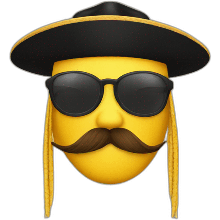 yellow sedge hat and fu Manchu moustache emoji