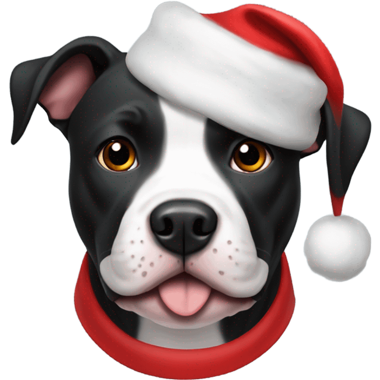 Black pitbull with Santa hat emoji