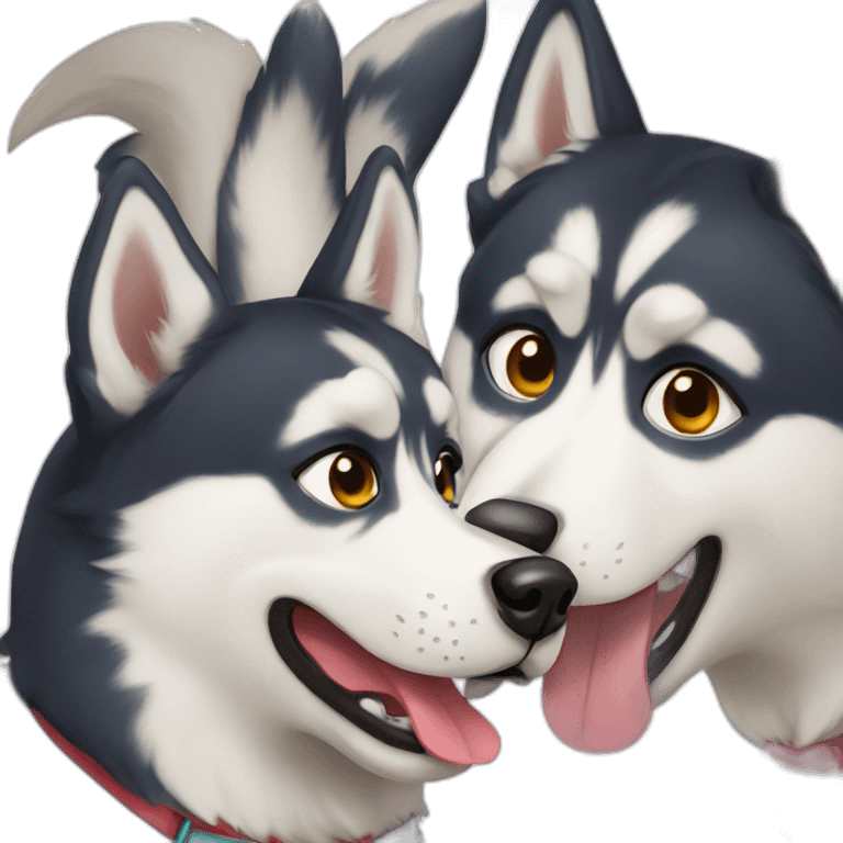 two husky dogs emoji