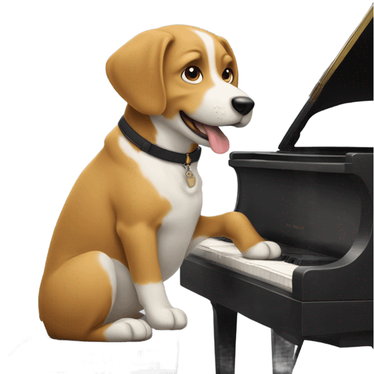 Dog playing piano emoji