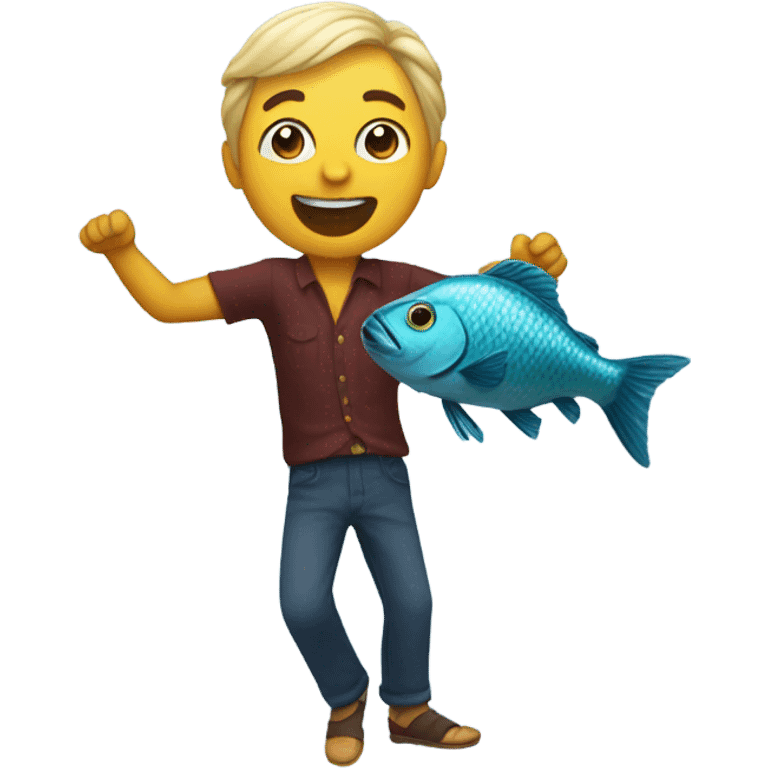 Scott dancing with a fish emoji