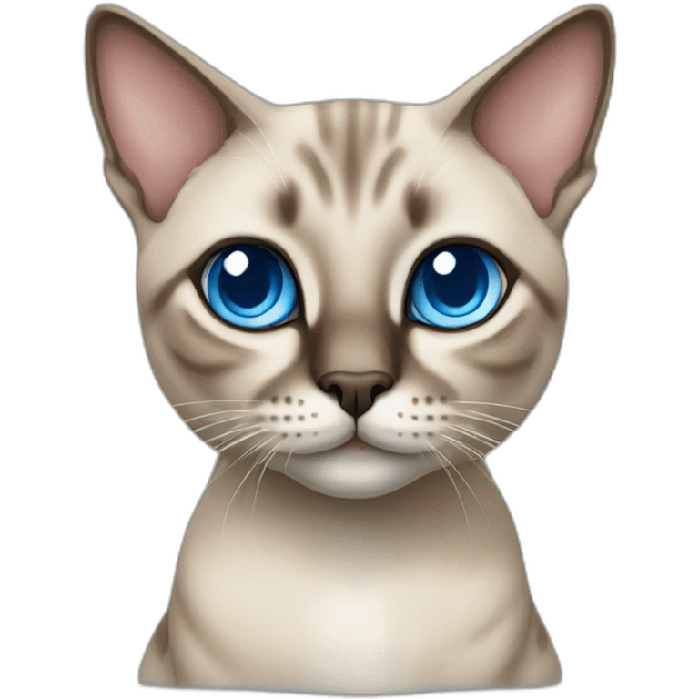 Tabby Siamese cat with blue eyes sitting emoji