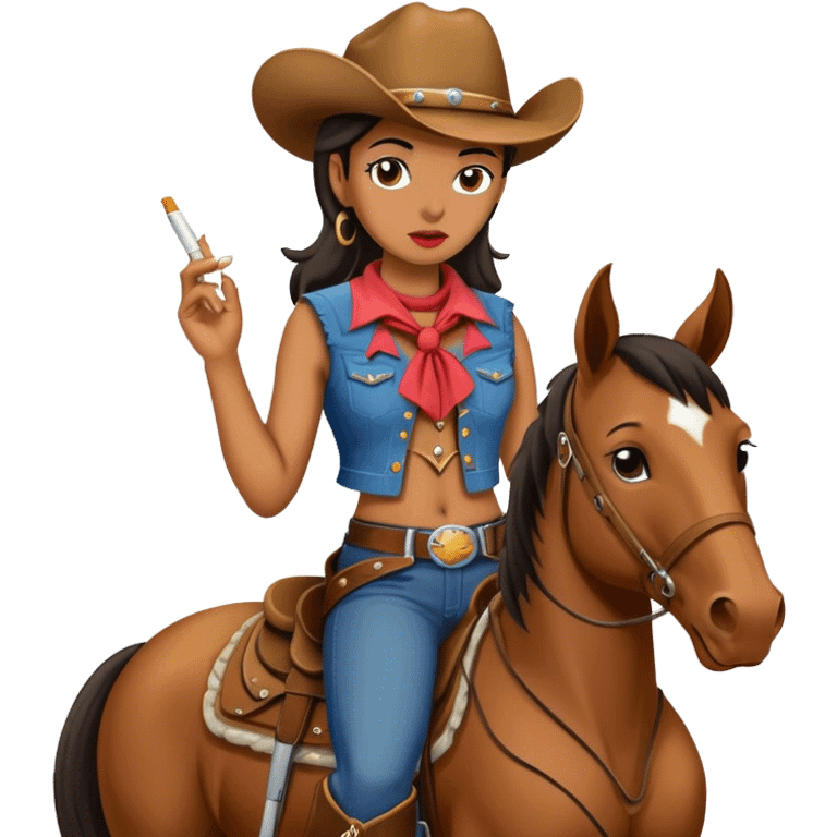 Cowgirl on a horse smoking a cigarette  emoji